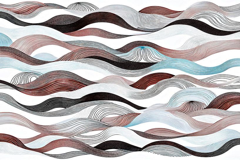 Nordic waves, modern Scandinavian art abstraction by Mad Dog Art