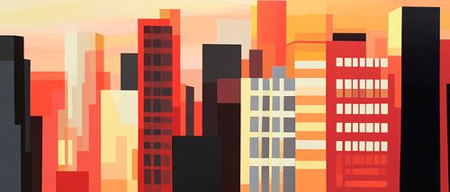 Jeu de couleurs urbain au coucher du soleil