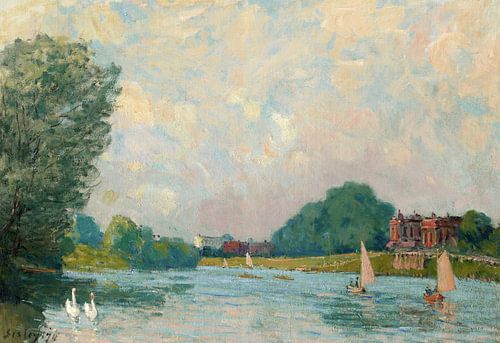 Alfred Sisley,De Theems bij Hampton Court, 1874