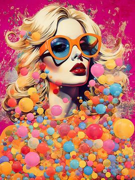 Orange sunglasses and bubbles van Bianca Bakkenist
