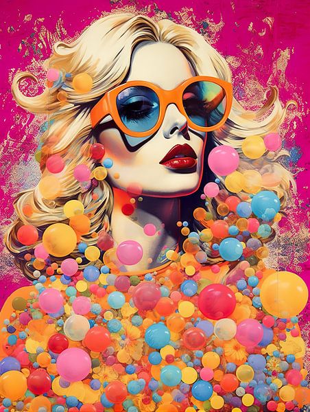 Orangefarbene Sonnenbrille und Seifenblasen von Bianca Bakkenist