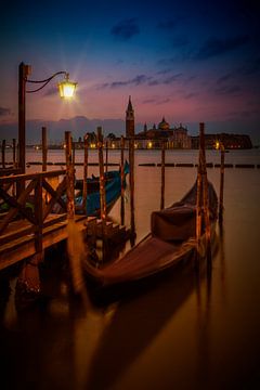 VENICE Gondolas during Blue Hour by Melanie Viola