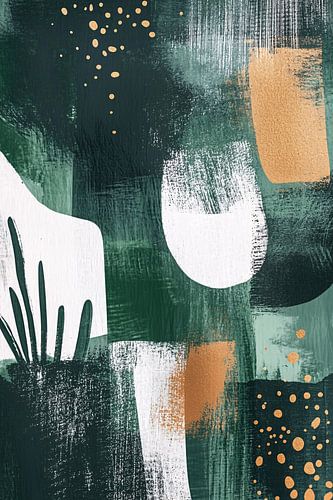 Abstract met groene en gouden tinten