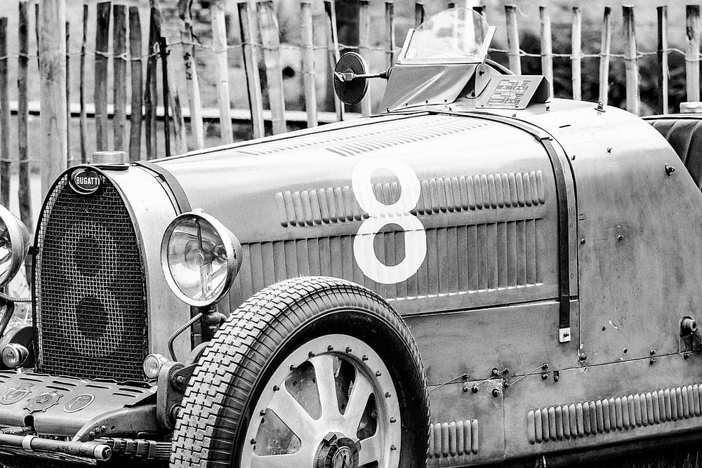 Bugatti Type 35 Vintage 1920s Race Car In Black And White By Sjoerd Van