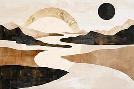 Abstract River Landscape in Neutral Shades by Art & Soul Creations