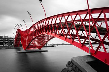 Red High Bridge in Amsterdam - Python Bridge by Jolanda Aalbers