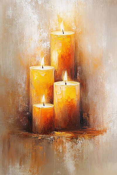 Bougies brûlant dans des tons chauds par Imperial Art House