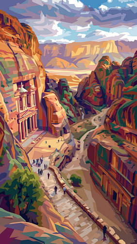 PETRA JORDANIA WPAP POPART-ILLUSTRATIE - METALEN POSTER