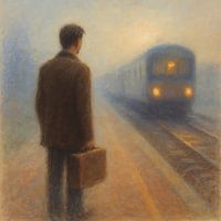 Le train qui part. Un moment d'adieu et de réflexion