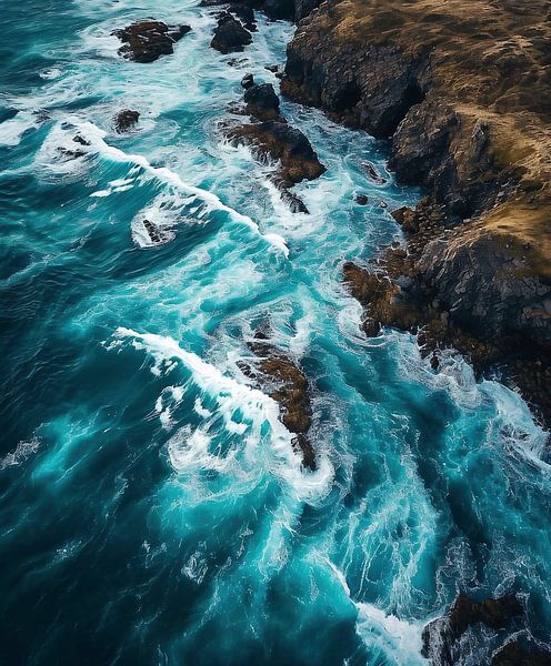 Wellenspiel an der Küste von fernlichtsicht