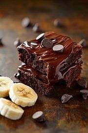 Schokoladen-Brownies mit Bananenstücken von Poster Art Shop