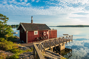 Schärengarten an der schwedischen Küste vor Stockholm