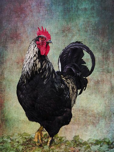 De zwarte en zilveren haan