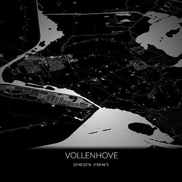 Schwarz-weiße Karte von Vollenhove, Overijssel. von Rezona