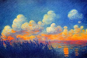 Meerblick in Blau und Orange