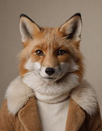 Elegant Fox in a Cosy Winter Coat by Stefan Vermeer