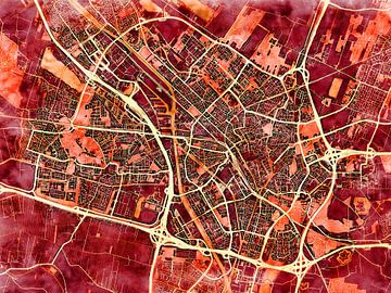 Kaart van Utrecht in de stijl 'Amber Autumn' van Maporia