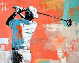 Golf Gemälde | Mann mit Golfschläger von OMG Art