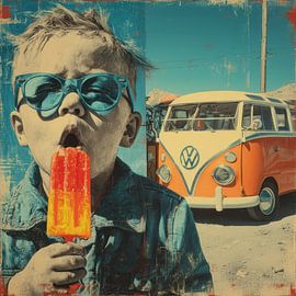 Retro Summer Portrait Boy Popsicle by Wilma Mesman