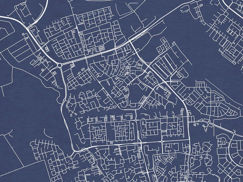 Map of Spijkenisse in Royal Blue by De Kaartenwinkel