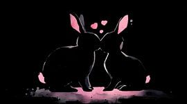 Romantic kissing rabbits acrylic panorama by TheXclusive Art
