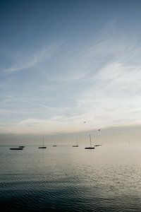 De Oosterschelde bij zonsopkomst, haventje Krabbendijke van Marina Bruijnzeel