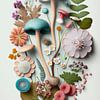 Mushrooms and flowers collage | Art 6 by Digitale Schilderijen