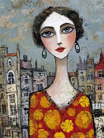 La Femme rouge sur Peinture Abstraite