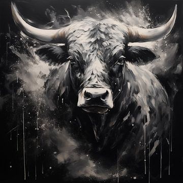 Stier artistiek zwart wit van The Xclusive Art