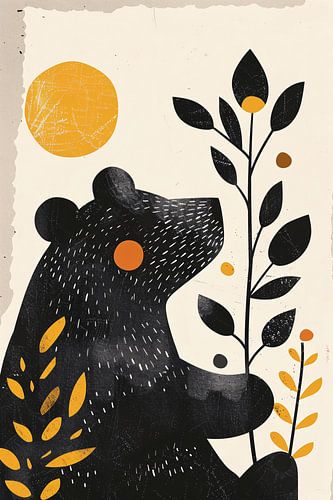 Minimalistisch beer met plant in zonlicht