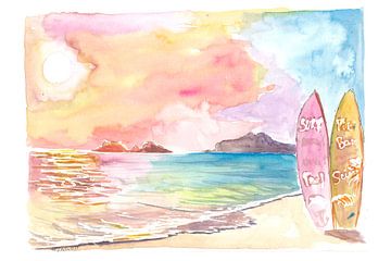 Love Surf und karibische Strandträume auf den US Virgin Islands bei Sonnenuntergang