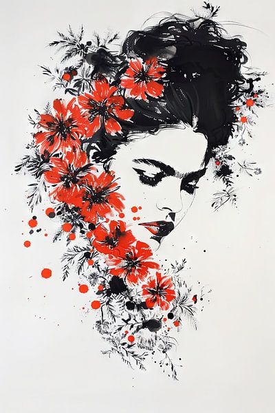 Beautiful young woman in Ukiyo style by Poster Art Shop