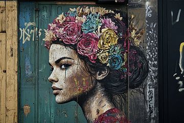 Vrouwenportret | Ethereal Bloom van Blikvanger Schilderijen