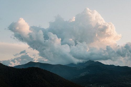 Clouds over mountains during sunset, Italy