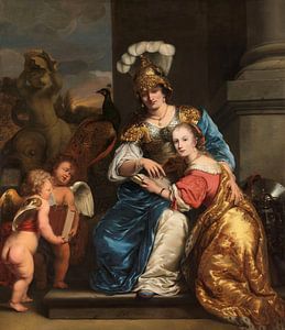 Margarita Trip die als Minerva haar zuster Anna Maria Trip onderwijst, Ferdinand Bol