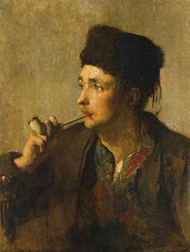 Marin fumeur avec chapeau de fourrure (Hindelooper), Christoffel Bisschop