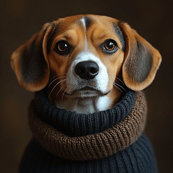 Beagle dressed for winter by Ton Kuijpers