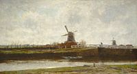 Gezicht op de Molen en de Brug aan de Noordwest Buitensingel te Den Haag, Jacob Maris van Meesterlijcke Meesters thumbnail
