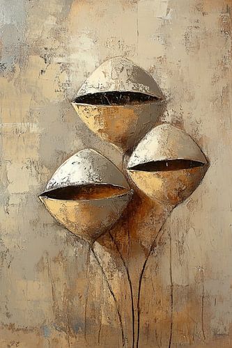 Visages dorés abstraits