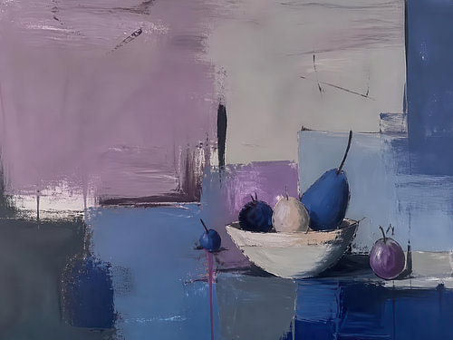 Des fruits en bleu