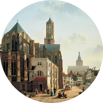 Gezicht op het koor en de toren van de Domkerk te Utrecht