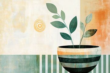 Gestreepte plant in een harmonieuze ruimte van Poster Art Shop