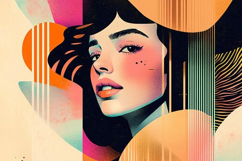 Kleurrijk abstract portret van een vrouw