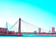 Rotterdam - Willemsbrug en omgeving - in rood/groen tinten by Ineke Duijzer thumbnail
