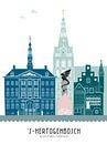 Skyline-Illustration Stadt Den Bosch in Farbe von Mevrouw Emmer Miniaturansicht