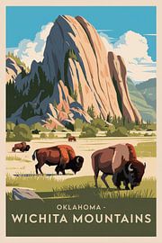 Wichita Mountains, Oklahoma Vintage Travel Poster sur Poster Art Shop