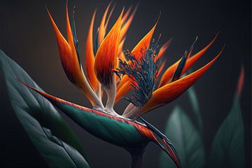 Open-streaked Orange Bird of Paradise by Surreal Media