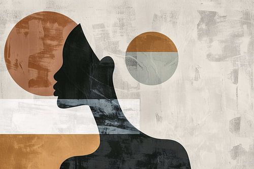 Silhouette de femme avec des cercles minimalistes