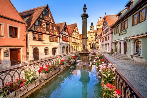 Rothenburg ob der Tauber met fontein Röderbrunnen