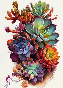 Aquarell Sukkulenten Kunst